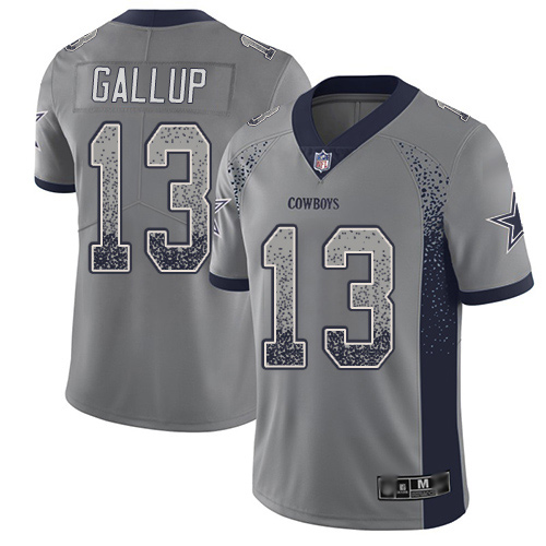 Men Dallas Cowboys Limited Gray Michael Gallup #13 Rush Drift Fashion NFL Jersey